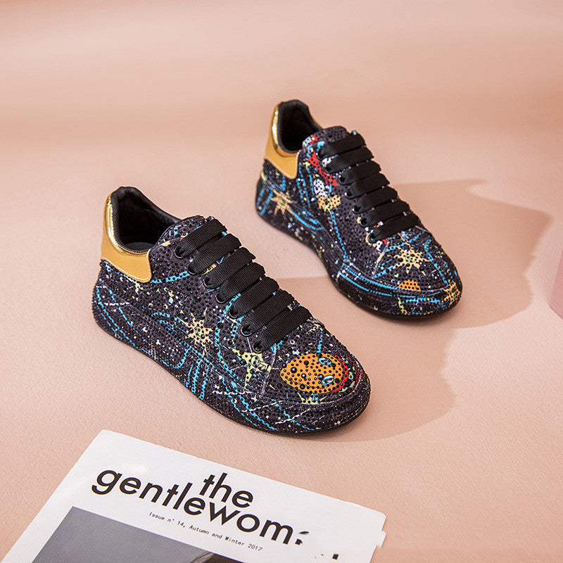 Sarah Express Rhinestone Platform Sneakers with Colorful Laces