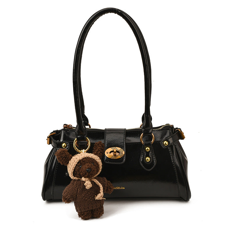 Sarah Express Urban Minimalist Patchwork Shoulder Bag Black