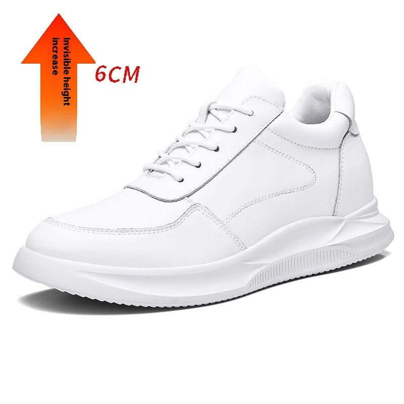 Sarah Express Men's Height Increasing Casual Leather Flats White Height Increasing 6