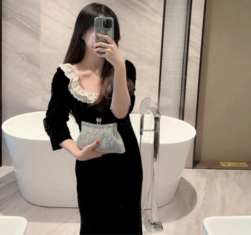 Sarah Express Rhinestone Embellished Dumpling Dinner Clutch