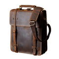 Sarah Express Structured Cowhide Leather Laptop Backpack Brown