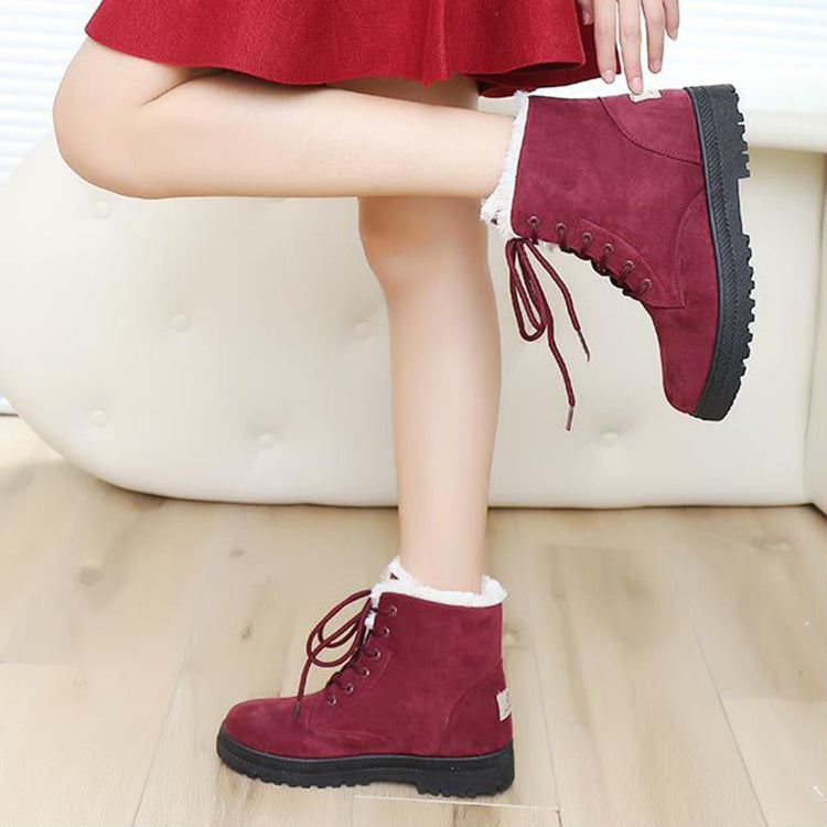 Sarah Express Women's Plush Lined Lace-Up Snow Boots