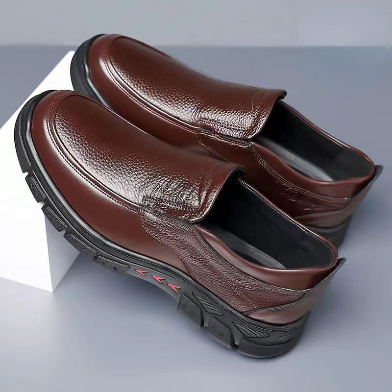 Sarah Express Casual Round Toe Slip-On Leather Flats