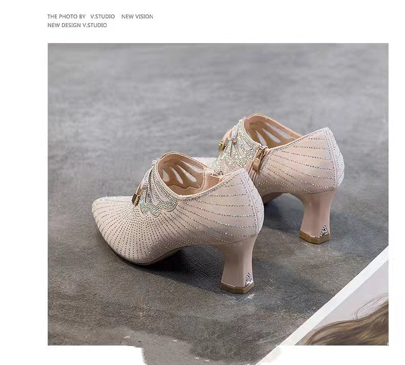 Sarah Express Rhinestone Bow-knot Pointed-toe Mid-heel Pumps
