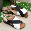 Sarah Express Women's Colorblock Wedge Sandals Black