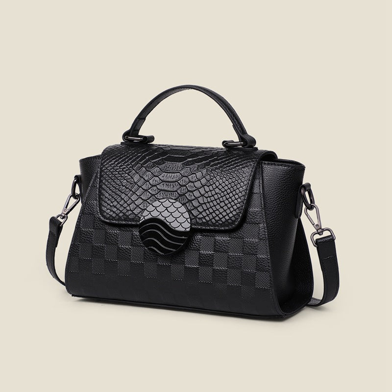 Sarah Express Structured Crocodile Embossed Leather Shoulder Bag