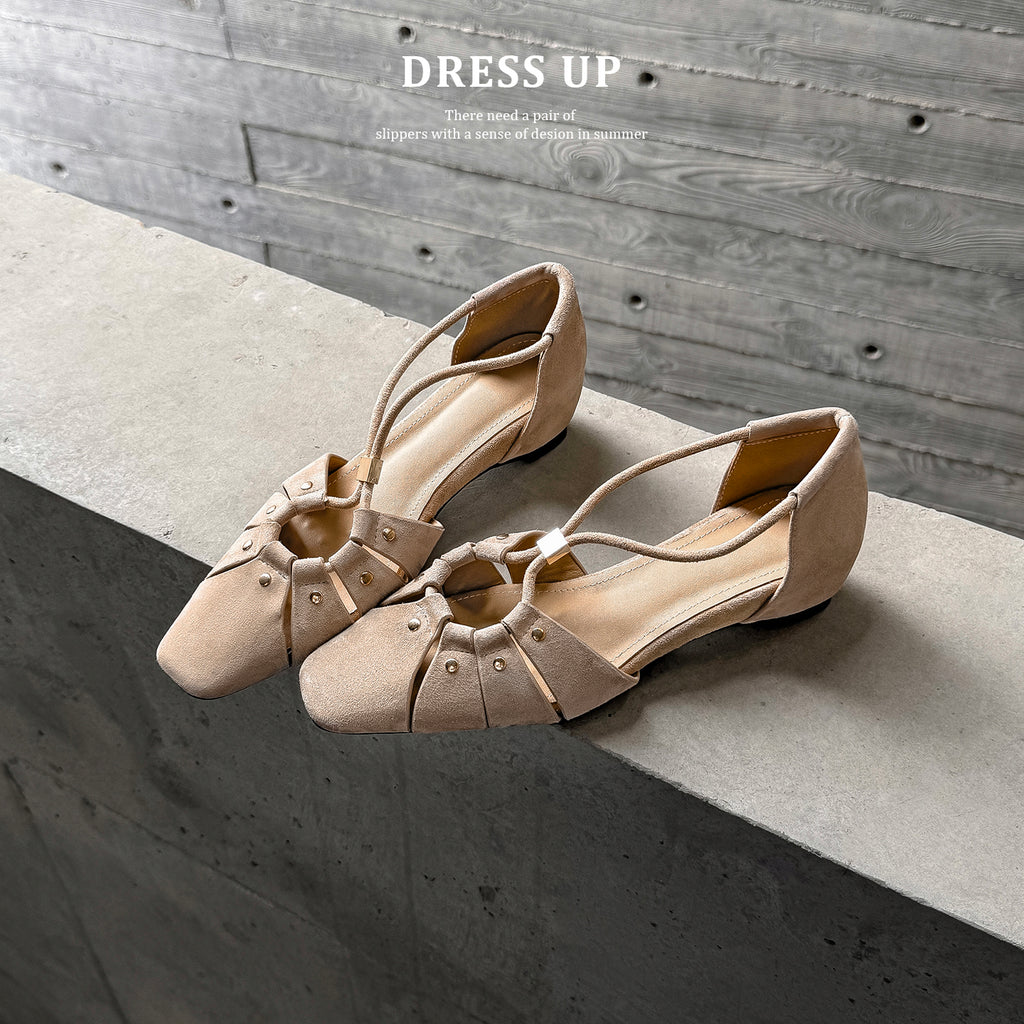 Sarah Express Woven Cage Leather Flat Sandals