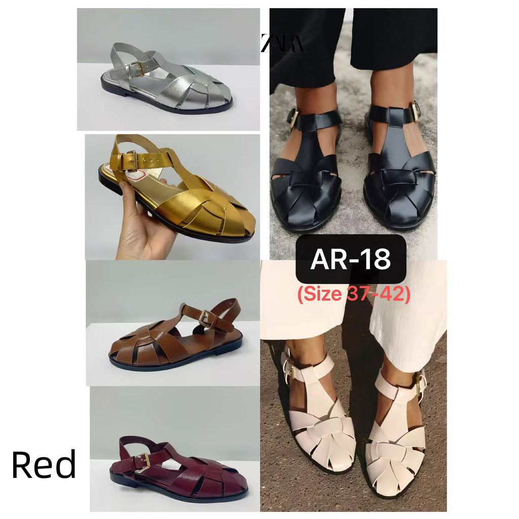 Sarah Express Buckle Strap Mid-Heel Sandals Red