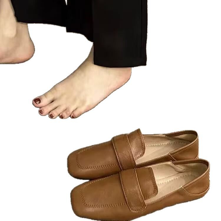 Sarah Express French-Style Retro Square Toe Flat Loafers