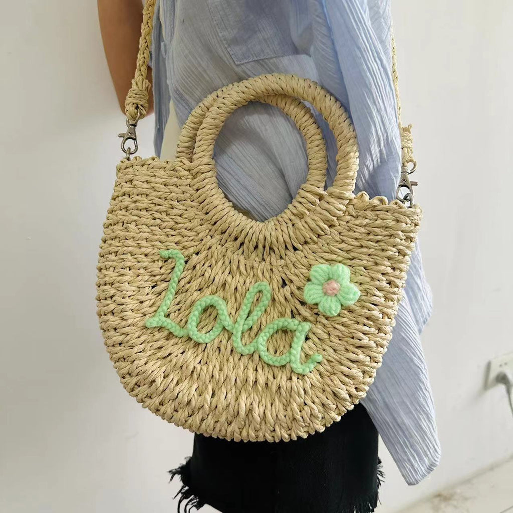 Sarah Express Woven Grass Straw Crossbody Handbag