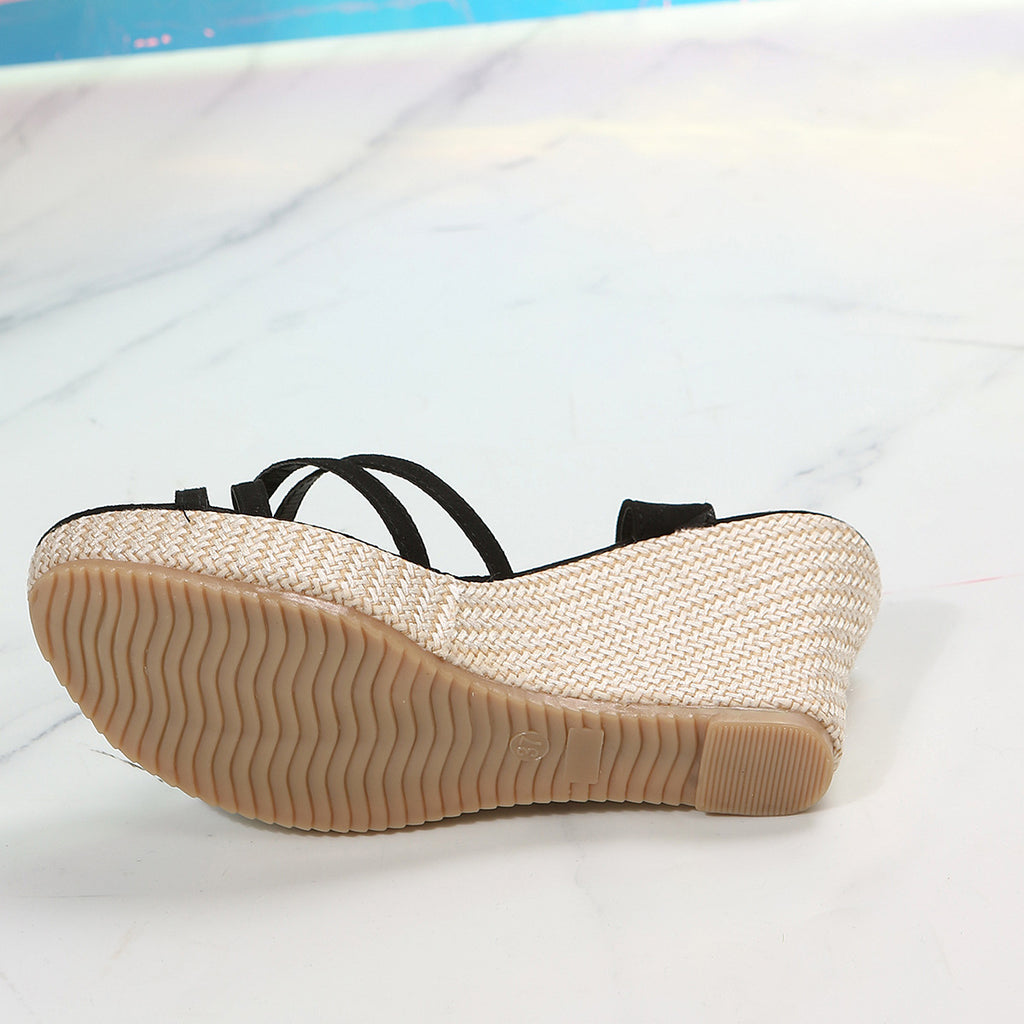 Sarah Express Women's Strappy Wedge Sandals