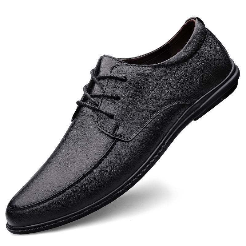 Sarah Express Men's Casual Lace-Up Leather Loafers Black