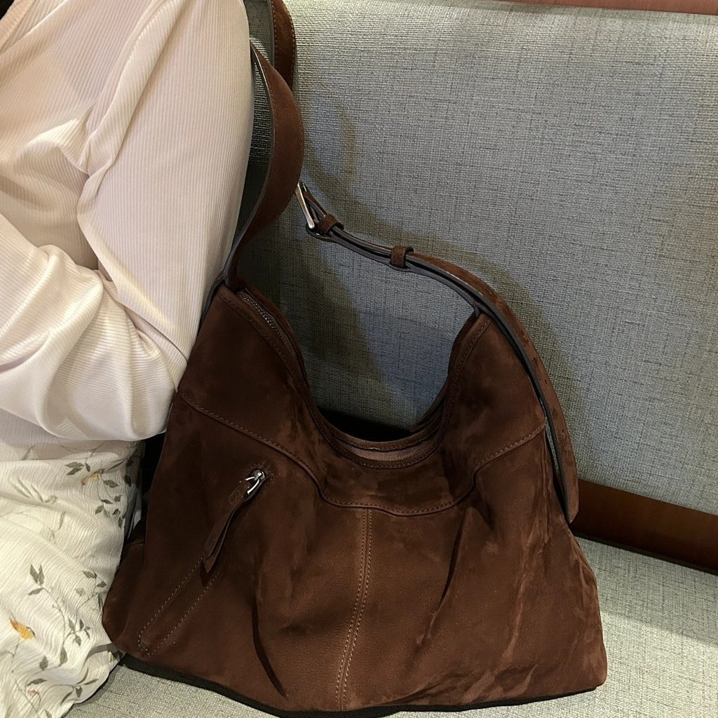 Sarah Express Matte Cowhide Leather Vertical Crossbody Bag