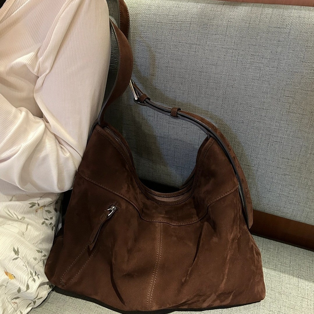 Sarah Express Matte Cowhide Leather Vertical Crossbody Bag