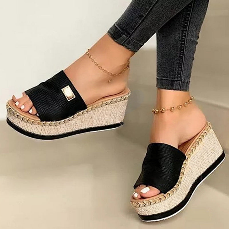 Sarah Express Women's Cutout Platform Wedge Sandals