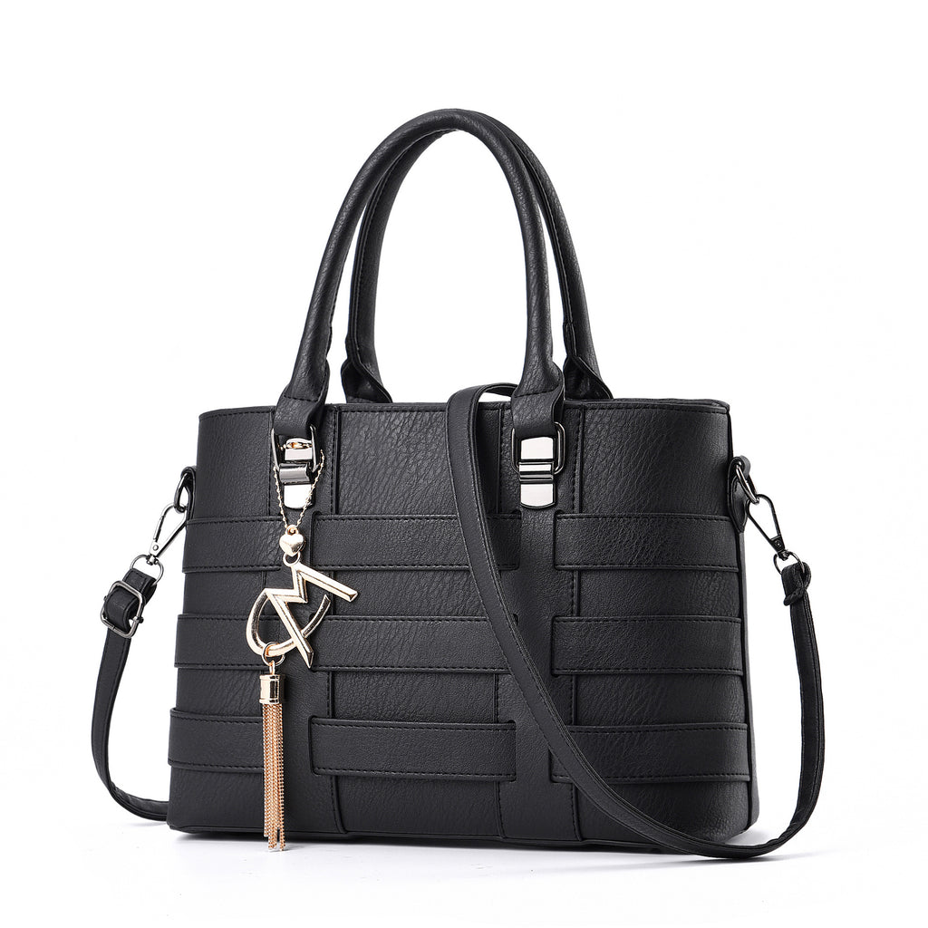 Sarah Express Structured Woven Messenger Bag Black