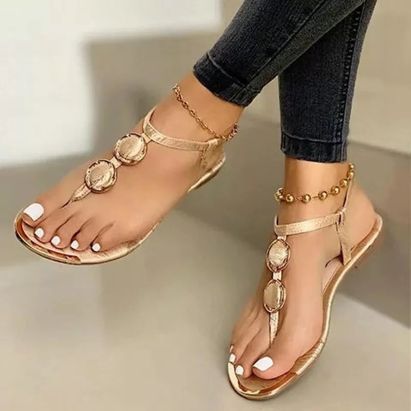 Sarah Express Women's Buckle Strap Flat Beach Sandals