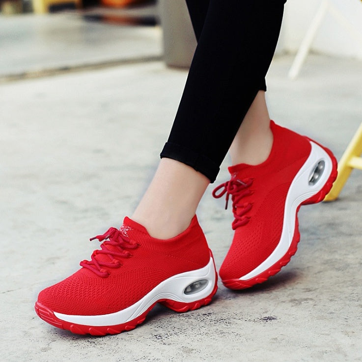 Sarah Express Lightweight Knit Lace-Up Walking Sneakers