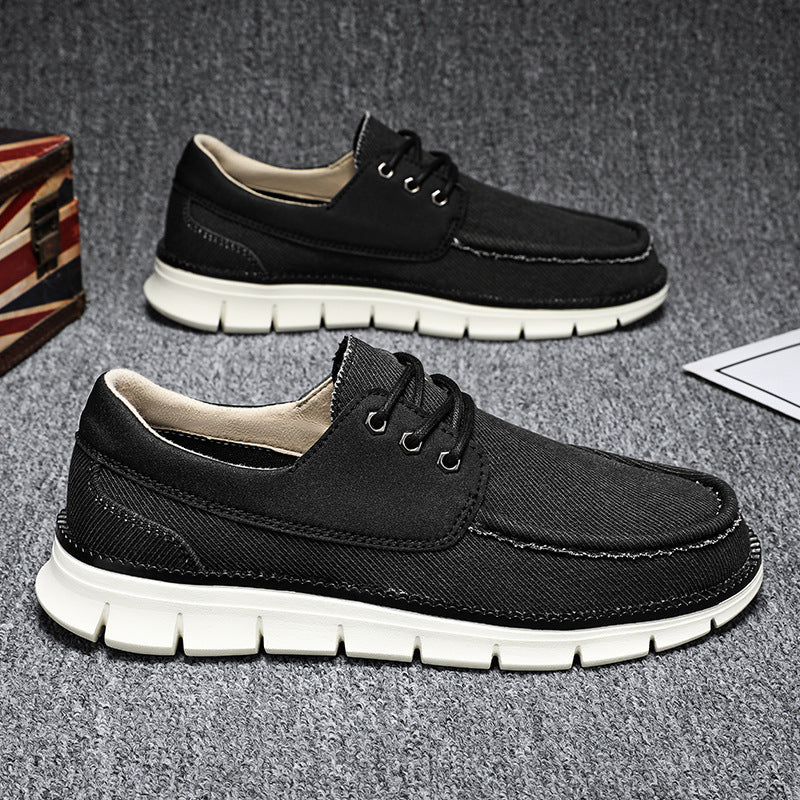 Sarah Express Men's Breathable Canvas Lace-Up Sneakers Black