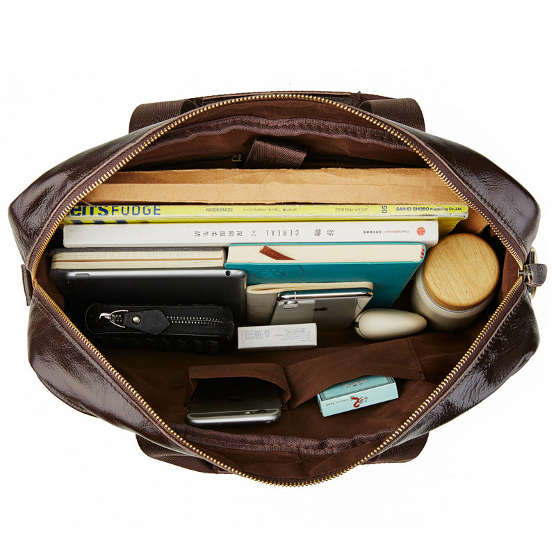 Sarah Express Men's Retro Leather Business Briefcase