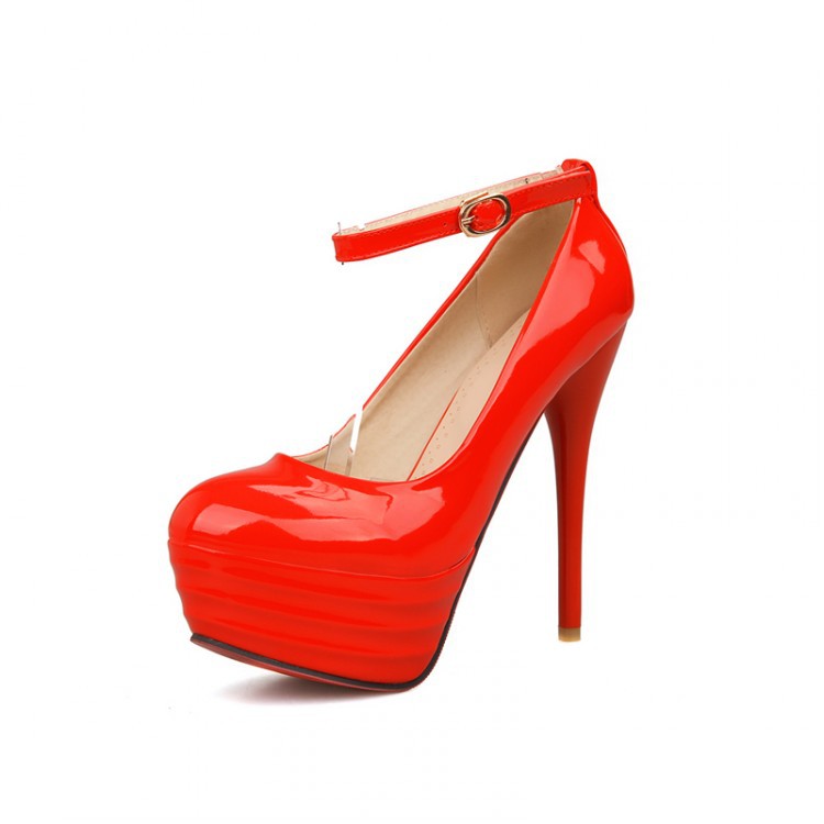 Sarah Express Platform Stiletto High Heels Red