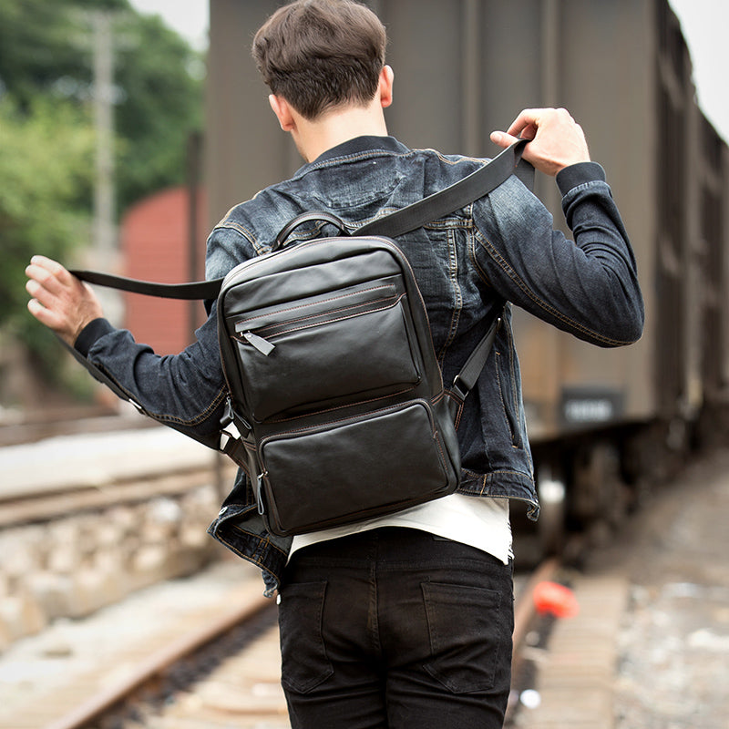 Sarah Express Cowhide Leather Travel Backpack