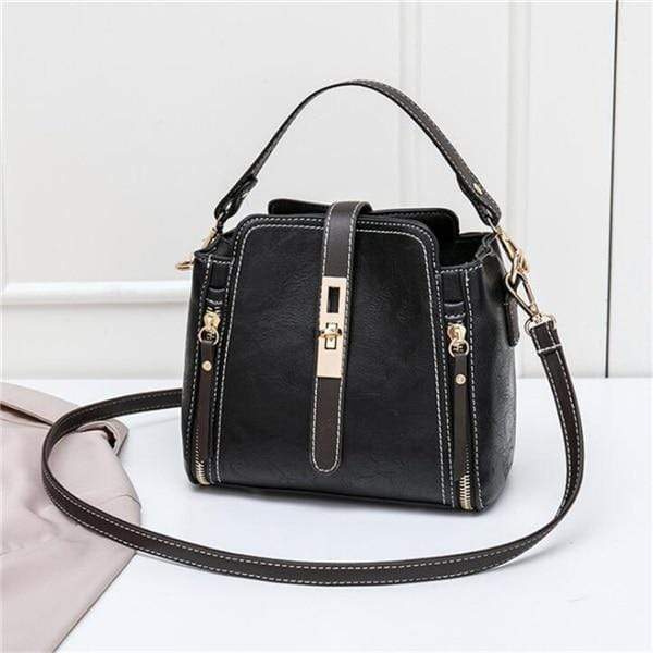 Sarah Express Structured Faux Leather Shoulder Bag Black S