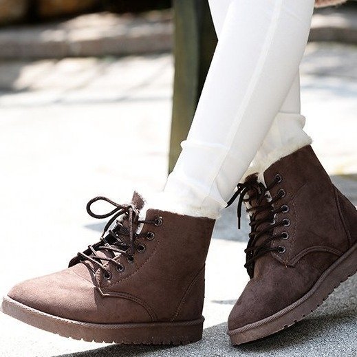 Sarah Express Women's Suede Ankle Snow Boots Coffee