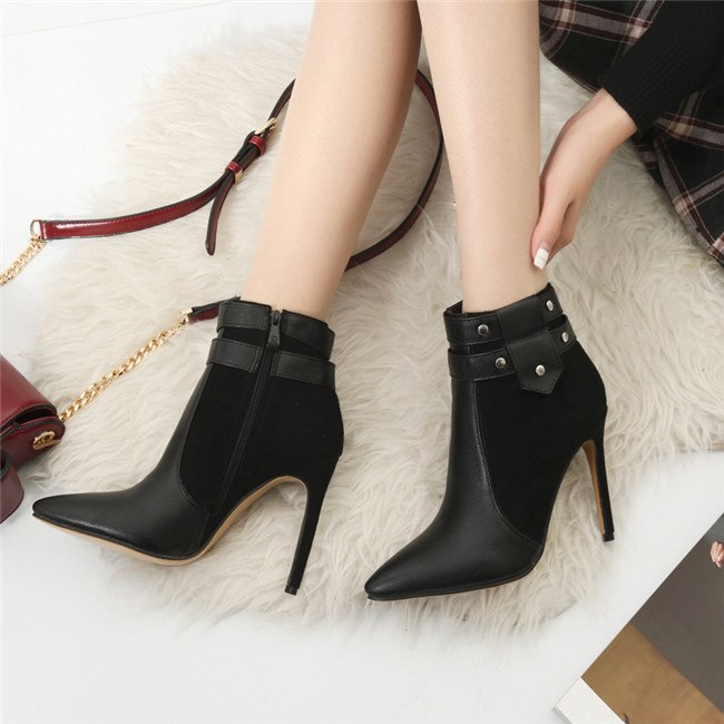 Sarah Express Retro Rivet Stiletto Ankle Boots