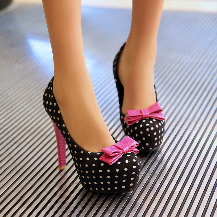 Sarah Express Polka Dot Bow Stiletto High Heels