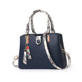 Sarah Express Structured Plaid Detail Messenger Handbag Dark blue