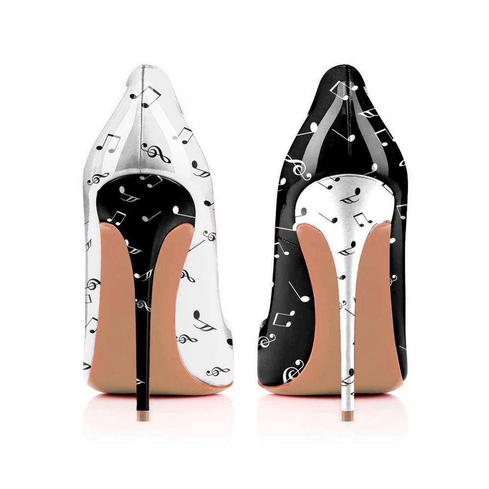 Sarah Express Graffiti Print Stiletto High Heels Black white