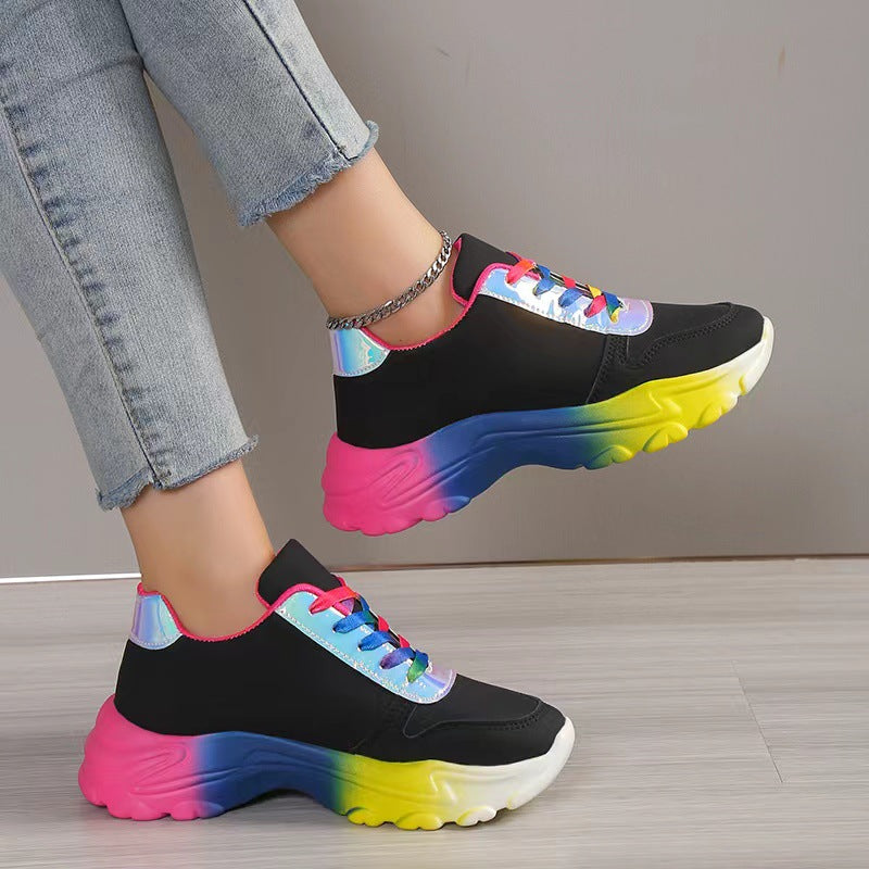Sarah Express Rainbow Gradient Lace-Up Women's Sneakers