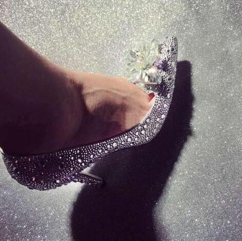 Sarah Express Crystal Embellished Pointed Toe High Heels