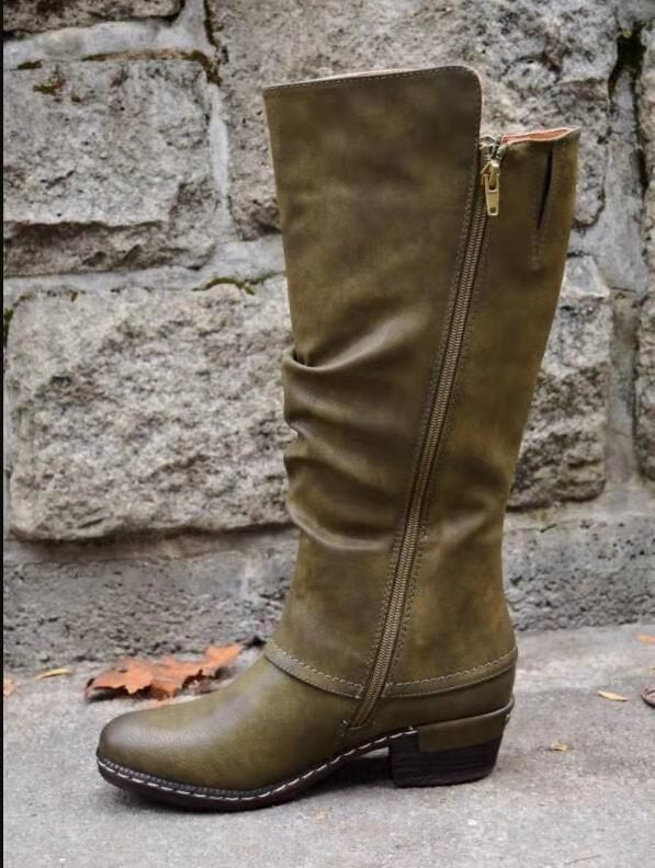 Sarah Express Women's Round Toe Side Zipper Boots