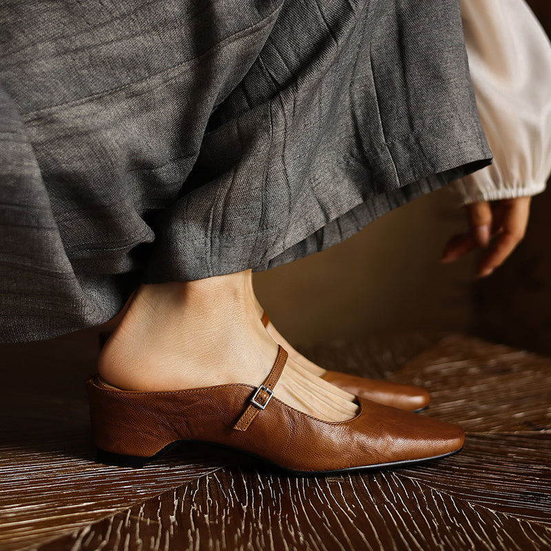 Sheepskin Mary Jane Block Heel Mules – heel profile alternate view 4