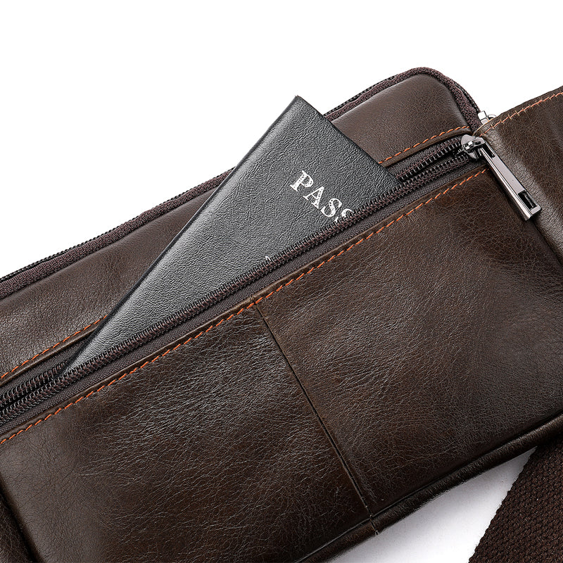 Sarah Express Leather Belt Bag with Zipper Pockets