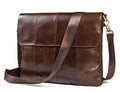 Sarah Express Structured Leather Postman Shoulder Bag Red coffee