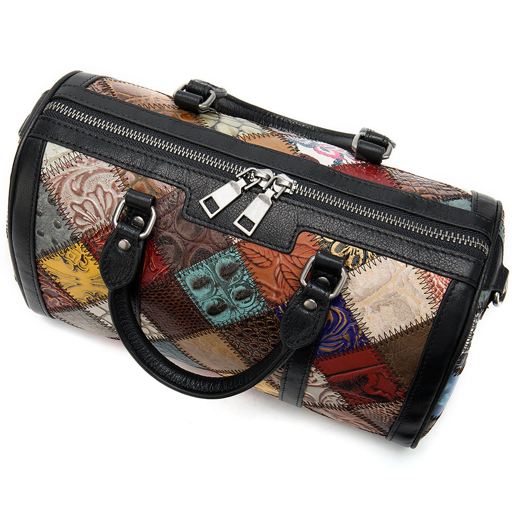 Sarah Express Patchwork Boston Handbag with Shoulder Strap
