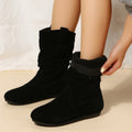Sarah Express Suede Mid-Calf Flat Boots Black
