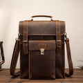 Sarah Express Genuine Leather Men's Structured Backpack Brown