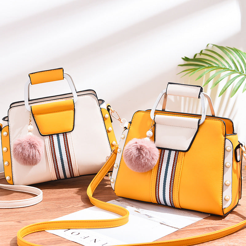 Sarah Express Structured Flap Handbag with Pom-Pom Charm