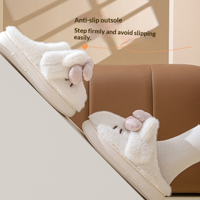 Sarah Express Fluffy Cat Bow Indoor House Slippers