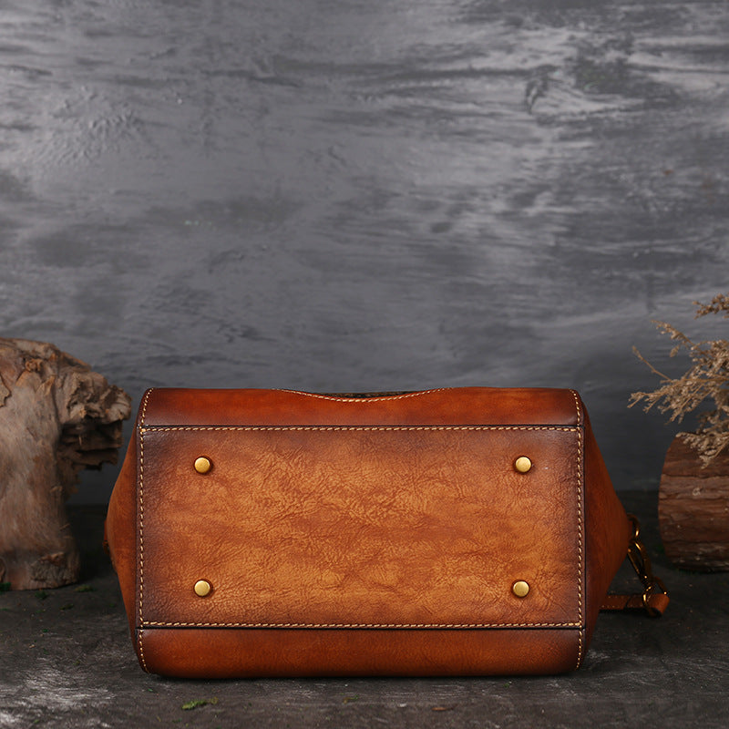 Sarah Express Embossed Leather Totem Messenger Handbag