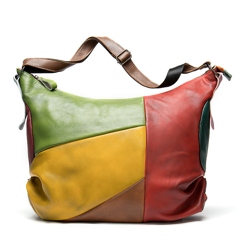 Sarah Express Colorblock Patchwork Leather Travel Bag