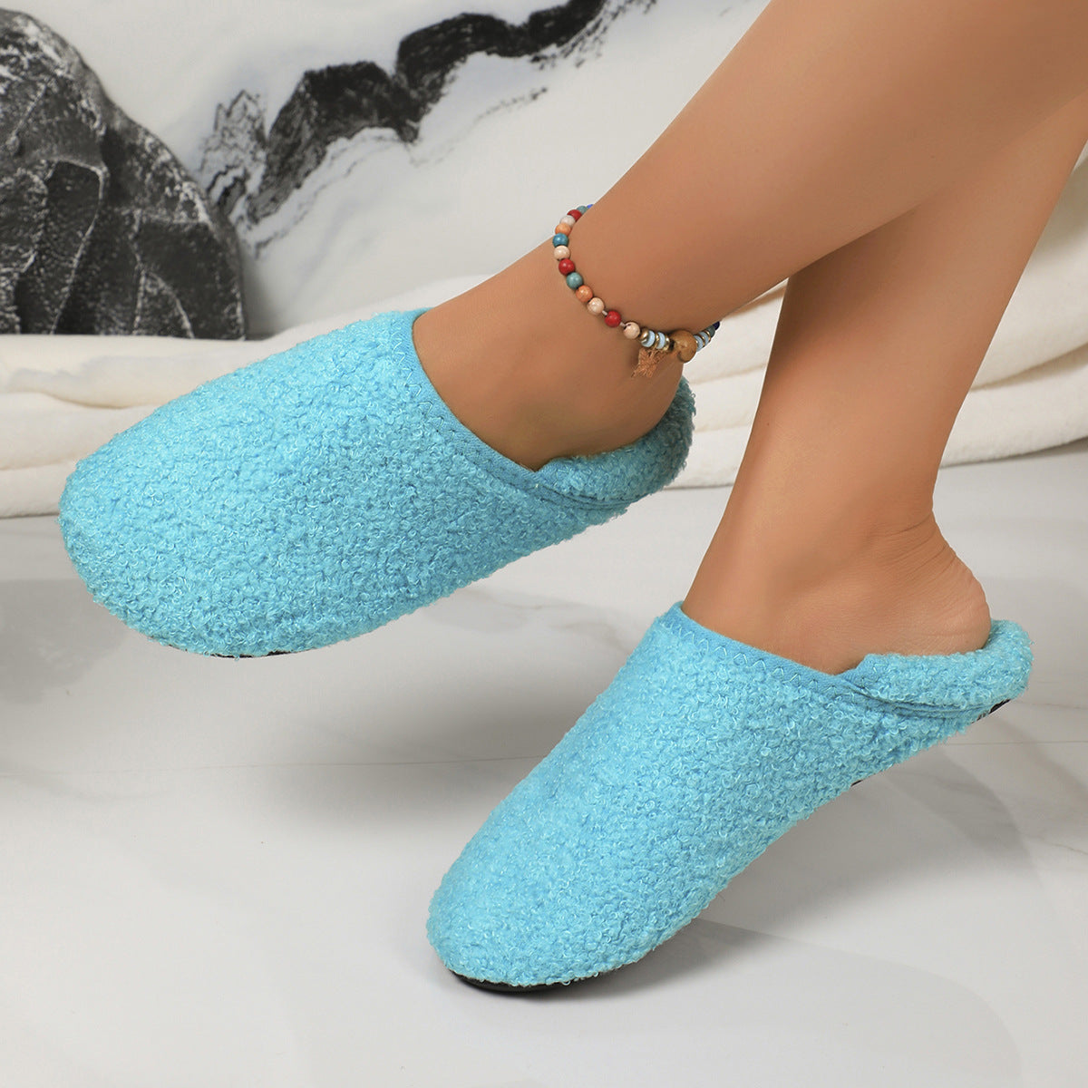 Sarah Express Fleece Lined Warm Unisex Indoor Slippers Moonlight