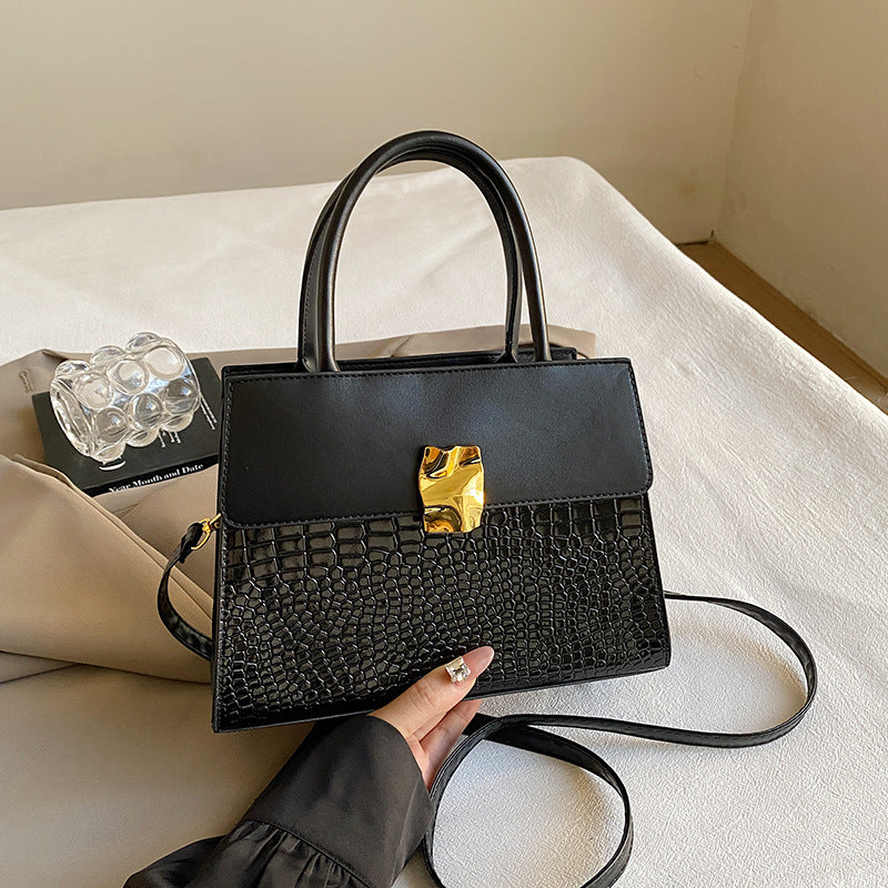 Sarah Express Retro Patchwork Crossbody Tote Bag Black