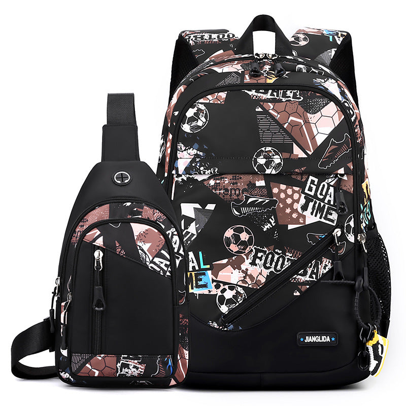 Sarah Express Nylon Two-Piece Backpack and Chest Bag