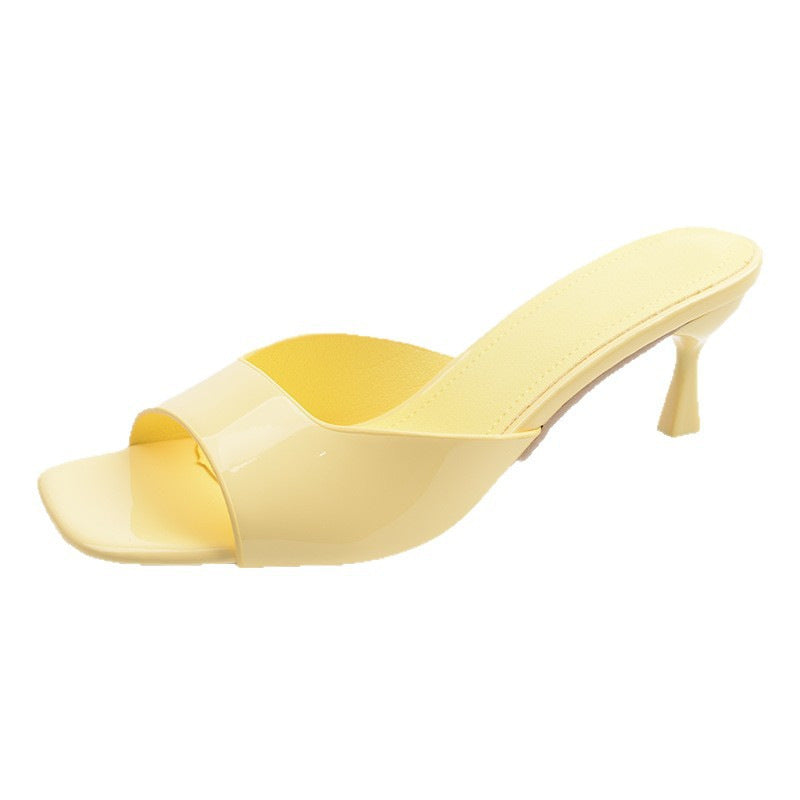 Sarah Express Women's Square Toe Low Heel Slippers