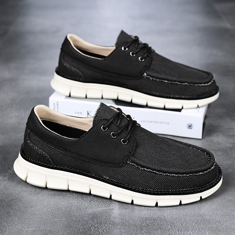 Sarah Express Men's Breathable Canvas Lace-Up Sneakers